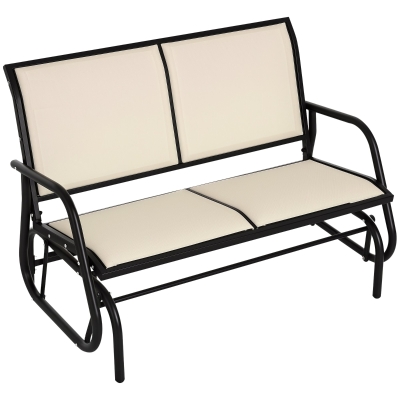 Outsunny Banc Bascule 2 Places Acier Textilène Beige