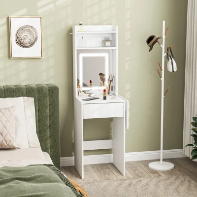 HOMCOM Tavolo da Trucco 45cm x 45cm x 152cm Bianco