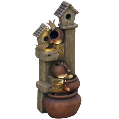 Outsunny 2-in-1 Waterfall Fountain Resin Multi-colour