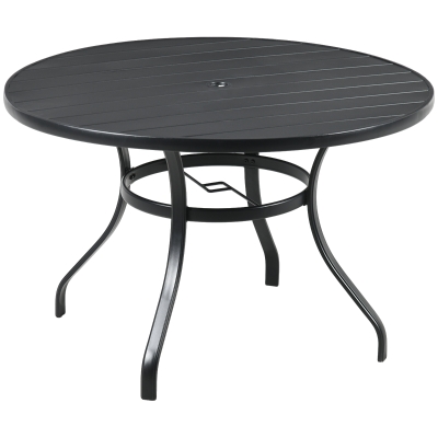 Outsunny Round Patio Table for Four Black Metal Top