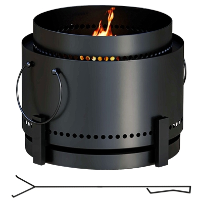Outsunny Smokeless Fire Pit Metal Black 37cm Portable
