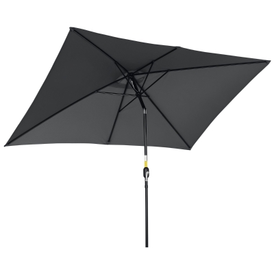 Outsunny 3x2m Garden Parasol Aluminium Black Canopy