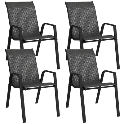 Set de 4 scaune stivuibile pentru exterior, Scaune de gr