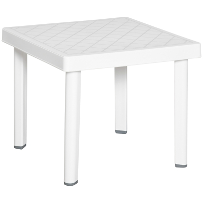 Outsunny Outdoor Square Coffee Table Plastic White