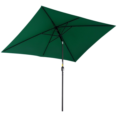 Outsunny Ombrellone Rettangolare 2x3 m Pieghevole Verde e Nero
