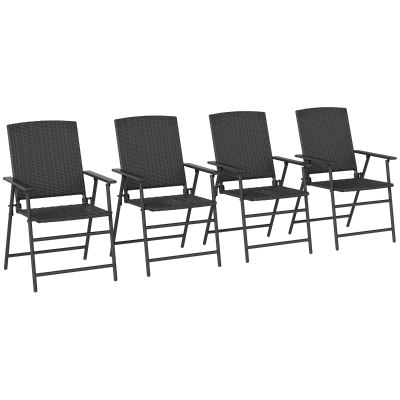 Rattan Chair Set 58cm x 61cm x 94cm Black