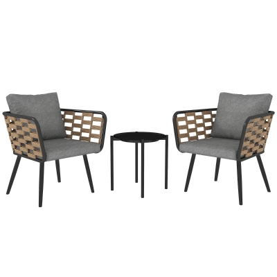 Rattan Bistro Set 64W x 64D x 68Hcm Black