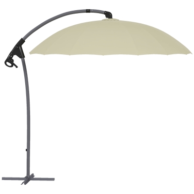 Outsunny Cantilever Parasol Beige 2.7m with Cross Base