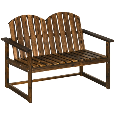 Outsunny Wooden Garden Bench Loveseat Carbonised Finish