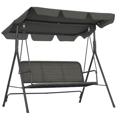 Outsunny Dondolo da Giardino 3 Posti Rattan PE e Tetto Grigio