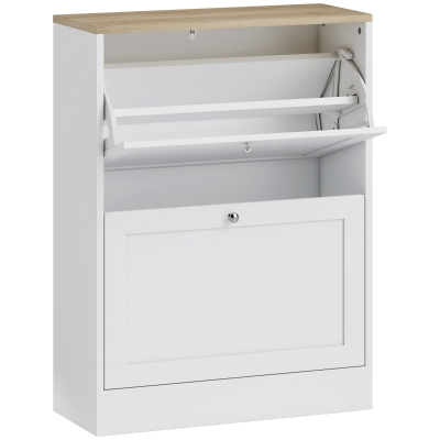 HOMCOM Meuble à Chaussures 12 Paires avec Tiroirs Blanc