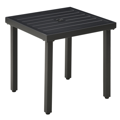 Outsunny Patio Coffee Table Steel Frame with Umbrella Hole Black