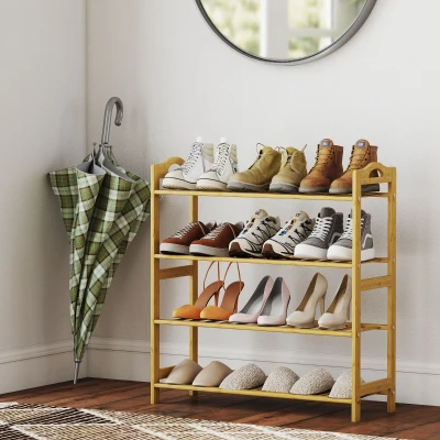 HOMCOM Scaffalatura per scarpe 67.5x24.7x72cm Legno naturale
