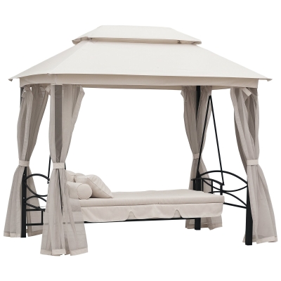 Outsunny Dondolo da giardino 256cm x 172cm x 248cm Crema