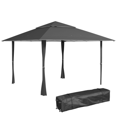 Outsunny 4x4m Pop-up Gazebo Steel Dark Grey Canopy Tent