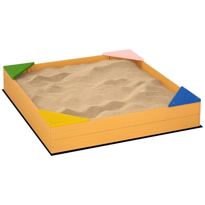 Outsunny Caixa de Areia de Madeira para Criança 109x109x19,8 cm Madeira