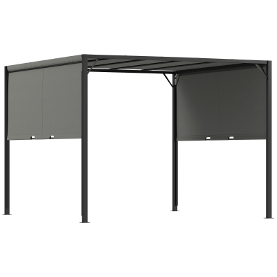 Outsunny Pergola 3x3m Steel Frame Charcoal Grey