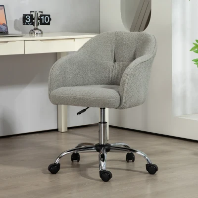 HOMCOM Chaise Bureau Ergonomique Réglable Rembourrée Gris
