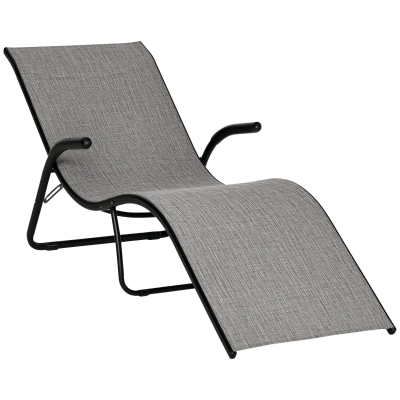 Outsunny Lettino prendisole 170cm x 62cm x 68cm Grigio