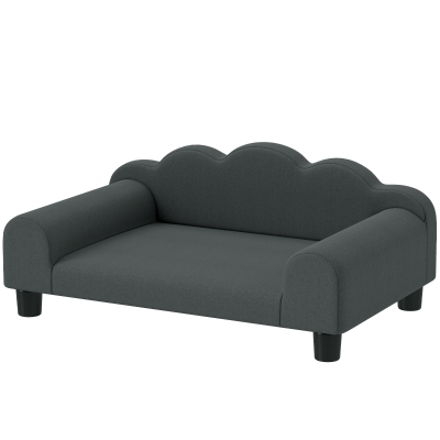 PawHut Hundesofa, Haustiersofa mit Rückenlehne und Armlehnen, atmungsaktiv, 66 x 42 x 28,5 cm, Dunkelgrau