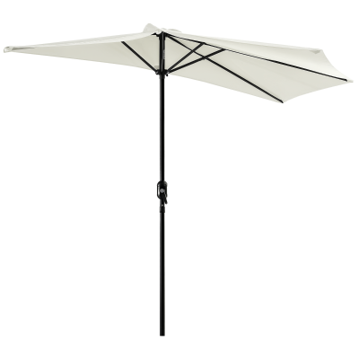 Outsunny Demi-Parasol Balcon 2,7m Métal Polyester Crème