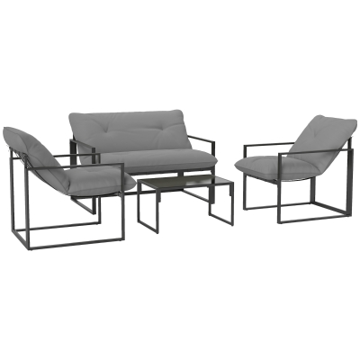Outsunny 4-Piece Garden Dining Set Black/Light Grey