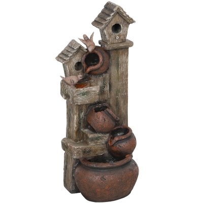 Outsunny 2-in-1 Waterfall Fountain Resin Multi-colour