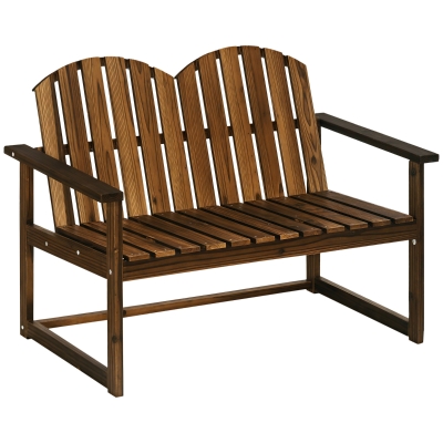Outsunny Wooden Garden Bench Loveseat Carbonised Finish