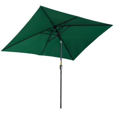 Outsunny Patio Parasol Aluminum Tilt Crank 3x2m Green