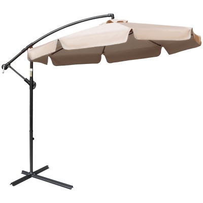 Outsunny 2.7m Cantilever Parasol Light Brown Sun Umbrella