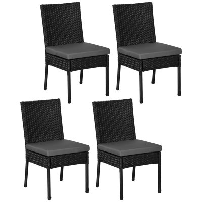 Outsunny Set of 4 Armless Rattan Garden Chairs - Black