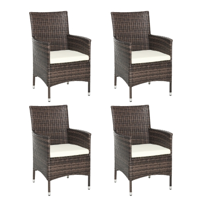 Outsunny 4 PC Rattan Chair Set Cushioned Outdoor Furniture
