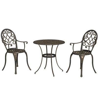 Outdoor Bistro Set 66cm x 66cm x 67cm Bronze Tone
