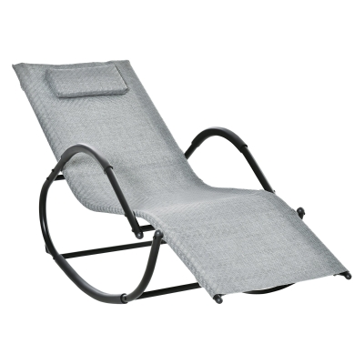 Outsunny Rocking Chair Ergonomique Textilène Repose-pieds