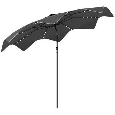 Outsunny Solar Patio Umbrella 3x3m Dark Grey