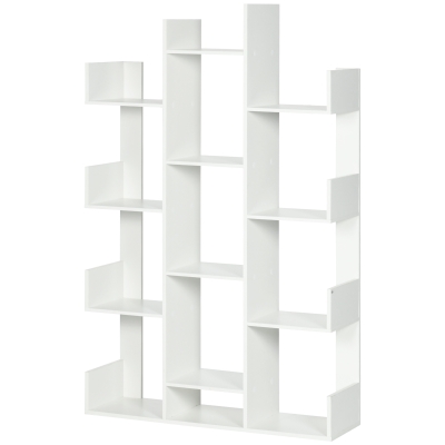 HOMCOM Mobiles Baum-Bücherregal mit 13 Regalen aus Spanplatte, 96x30x150cm