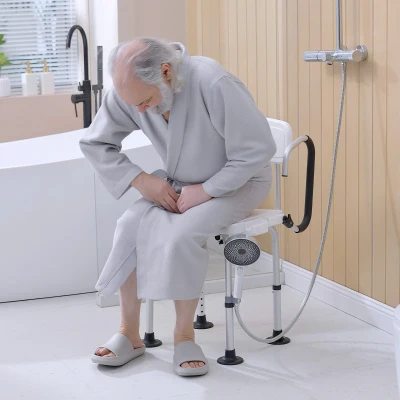 HOMCOM Height Adjustable Shower Chair with Back White