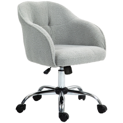 HOMCOM Thuiswerkstoel, Ergonomische Bureaustoel met Wippfunctie, Teddysamtoptiek 56 x 61 x 86 cm Grijs