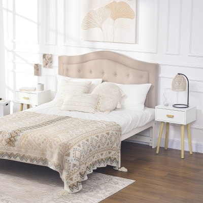 HOMCOM Juego de 2 Mesitas de Noche con Cajón y Patas de Madera para Dormitorio Salón Cama Oficina 40,5x30,5x60 cm Blanco