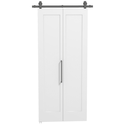 HOMCOM Puerta Plegable Corredera con Herrajes Acabado Personalizable Tirador Fácil Montaje 90x210 cm Blanco