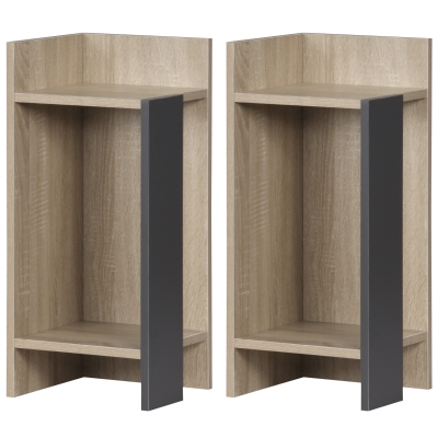 HOMCOM Nachttischset Modernes Grau mit Offener Ablage, 2 Stück aus Spanplatte für Schlafzimmer und Wohnzimmer, 27x25x60cm