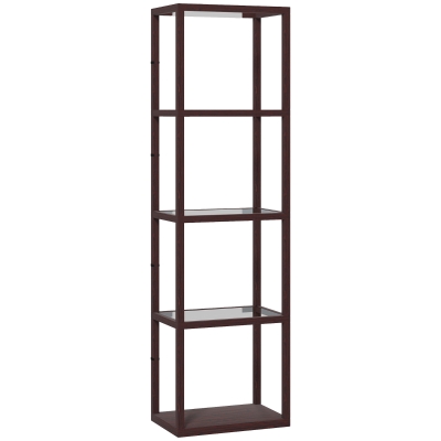 HOMCOM LED Floor Lamp 4-Layer Shelf Dark Brown
