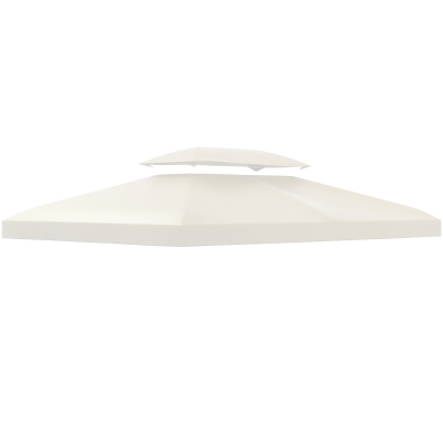 Outsunny Techo de Repuesto para Cenador 4x3 m Cubierta de Repuesto con Techo Doble 10 Orificios de Drenaje y Protección UV Toldo de Recambio para Pabellón Gazebo Crema