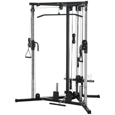 SPORTNOW Multifunctioneel krachtstation met optrekstang, 15-voudig verstelbaar trainingsstation, Zwart