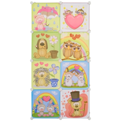 HOMCOM Modulares platzsparendes Schuhregal, 6 Würfel 35x45x35 cm aus Stahl und PP, 74x47x144 cm, Rosa