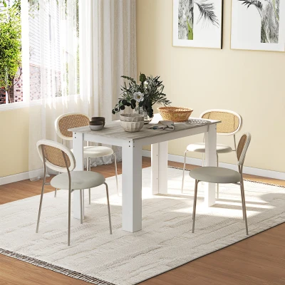 HOMCOM Moderner Esstisch aus Holz für 4-6 Personen, 120x69x75cm, Grau und Weiß