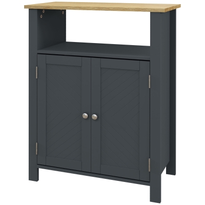 kleankin Badezimmerschrank mit 3 Regalen aus MDF und Spanplatte mit verstellbarem Innenregal, 60x30x80,5 cm