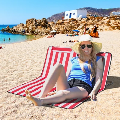 Outsunny Set 2 Strandliegen Faltbare mit 5-fach verstellbarer Rückenlehne und Tragetasche, Rot
