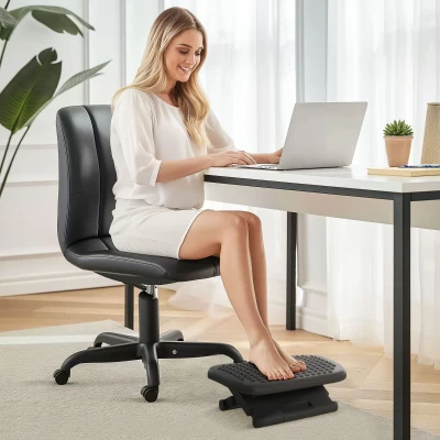 HOMCOM Ergonomische Bürofußstütze mit verstellbarer Höhe und Neigung 46 x 35 cm schwarz