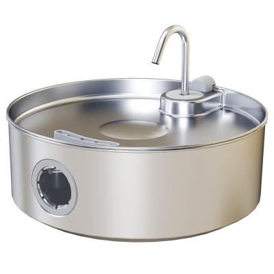 PawHut Katzenbrunnen 7L mit LED-Licht und Dreifachfiltration, aus Edelstahl 304, 30,5x31,2x19,3 cm, Silber